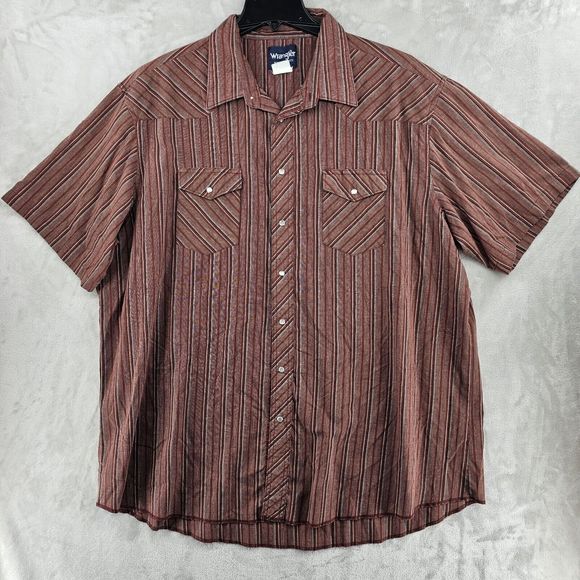 Vintage Wrangler Western Pearl Snap Short Sleeve‎ 3XLT Tall Red - Picture 1 of 5